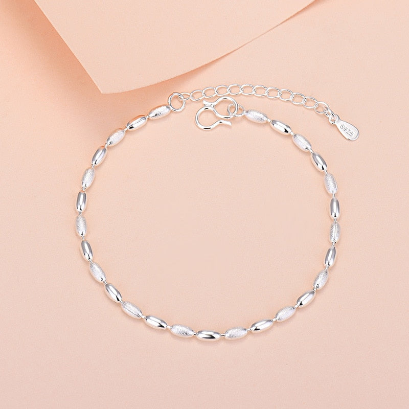 925 Sterling Silver Lucky Bead Charm Bracelet For Women Chain Round Bangles Fashion Luxury Quality Jewelry Christmas Accessories