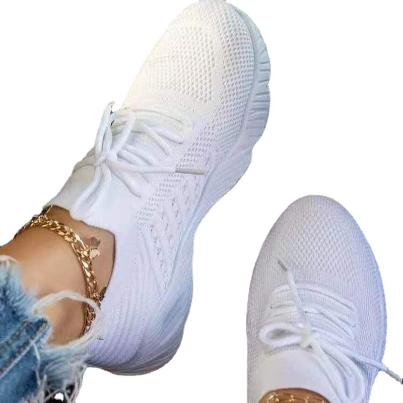 Sneakers Shoes 2022 Fashion Lace Up Platform Shoes for Women's Summer Plus Size Flat Mesh Sports Shoes Woman Vulcanize Shoes