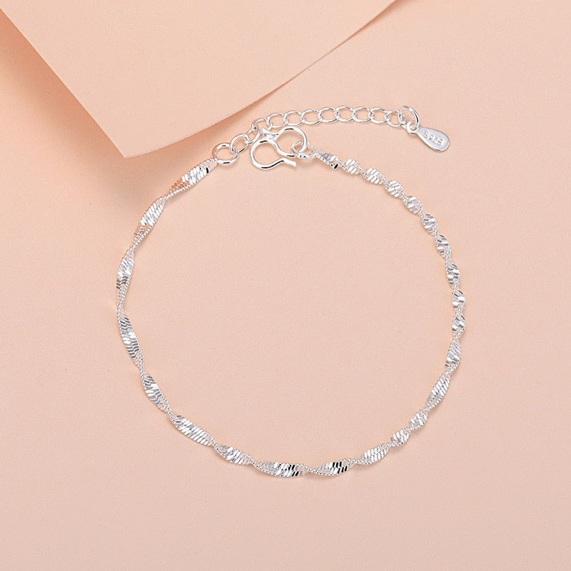 925 Sterling Silver Lucky Bead Charm Bracelet For Women Chain Round Bangles Fashion Luxury Quality Jewelry Christmas Accessories