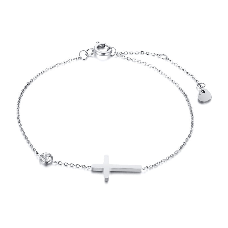 Ultra Thin Chain Link Cross Bracelet Stainless Steel Women&#39;s Adjustable Link Stacked Layered Chain Bracelets