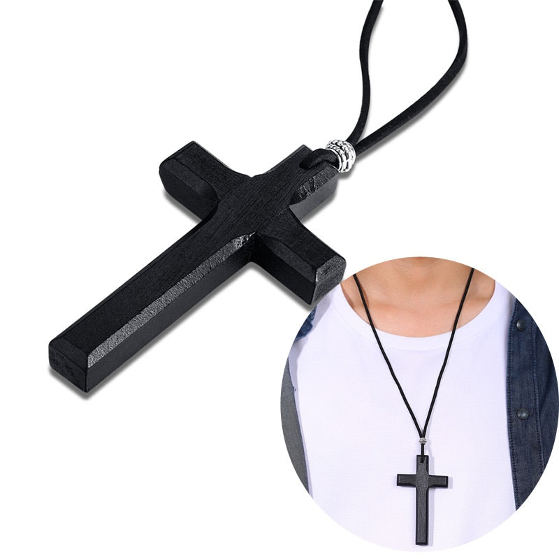 Meaeguet Classic Black Jesus Cross Necklaces Pendants Women Men Stainless Steel Prayer Crucifix  Male Chocker Chain