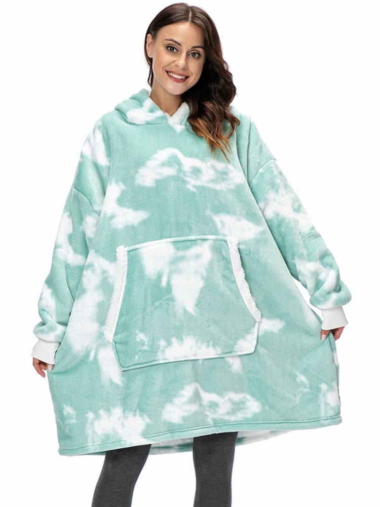 Oversized Hoodies Sweatshirt Women Winter Hoodies Fleece Giant TV Blanket With Sleeves Pullover Oversize Women Hoody Sweatshirts