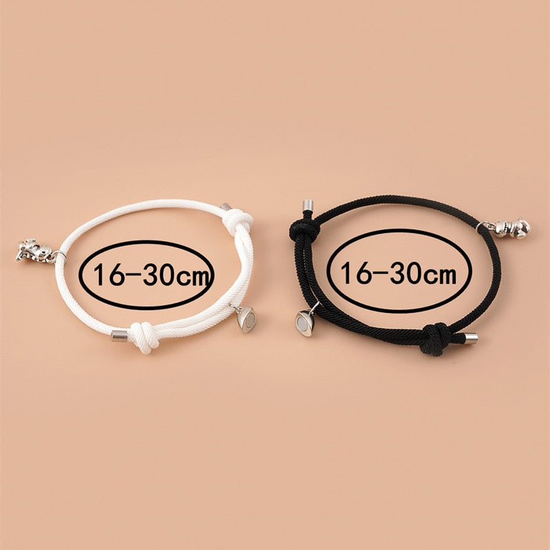 Cute Three-dimensional Small Dinosaur Pendant Love Magnetic Buckle Love Couple Bracelet Jewelry Set