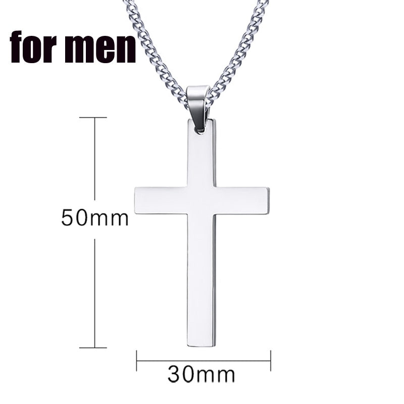 Meaeguet Classic Black Jesus Cross Necklaces Pendants Women Men Stainless Steel Prayer Crucifix  Male Chocker Chain