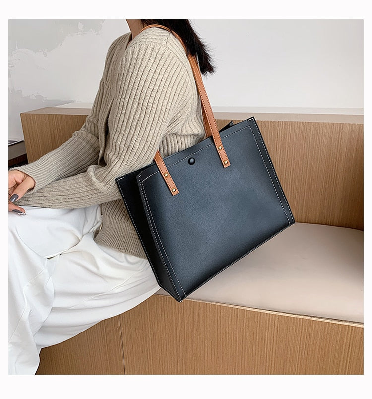 Women Bag Solid Women&#39;s Pu Leather Handbags Luxury Lady Hand Bags Purse Pocket Women Messenger Bag Big tote bags for women
