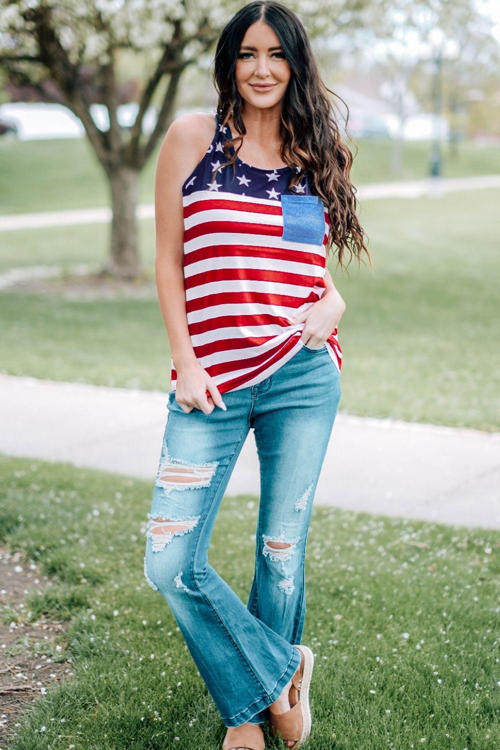 US Flag Racerback Top